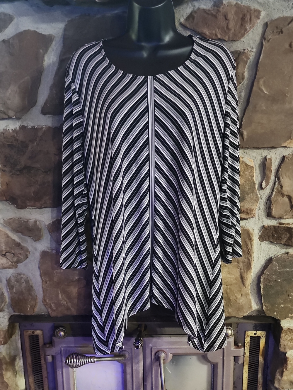 Cato Black and White Striped Women's Tunic